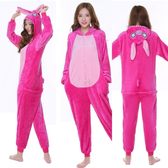 Stitch Jumpsuits Cartoon Unisex Pajamas Adult Soft Cosplay Halloween Sleepwear L - Picture 3 of 17